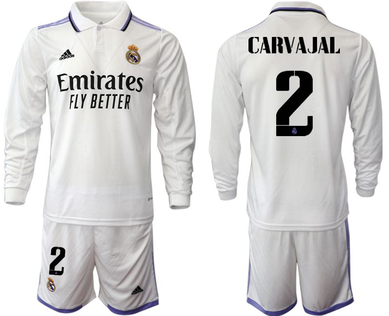 Men 2022-2023 Club Real Madrid home long sleeve white #2 Soccer Jersey